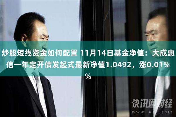 炒股短线资金如何配置 11月14日基金净值：大成惠信一年定开债发起式最新净值1.0492，涨0.01%