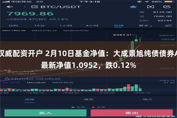 权威配资开户 2月10日基金净值：大成景旭纯债债券A最新净值1.0952，跌0.12%